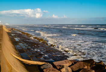 Seawall at Galveston, Texas on the Gulf of Mexico