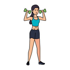 Fototapeta na wymiar strong woman lifting weight