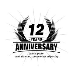 12 years design template. Anniversary vector and illustration template.