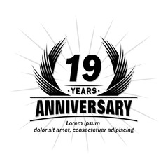 Fototapeta premium 19 years design template. Anniversary vector and illustration template.