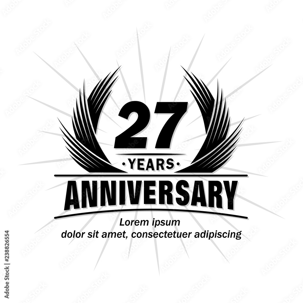 Wall mural 27 years design template. Anniversary vector and illustration template.