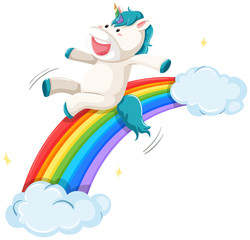 Naklejka premium A unicorn on rainbow