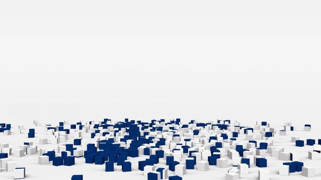 Flag of Finland created from 3d cubes in slow motion