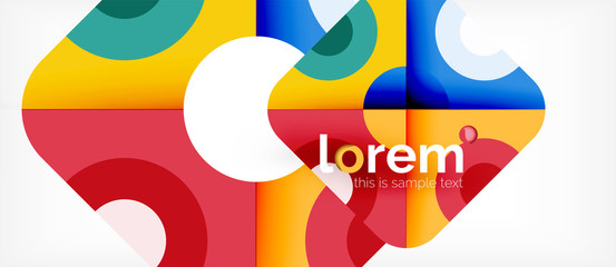 Geometric colorful shapes composition abstract background. Minimal dynamic design