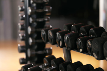 Obraz na płótnie Canvas Modern sports equipment in gym. Healthy lifestyle