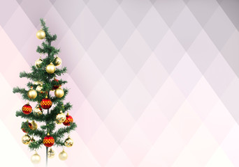 isolated christmas tree adorned with red and yellow balls