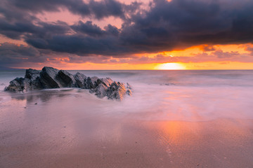 Sunset at the beach of Bidart, Basque Country.
