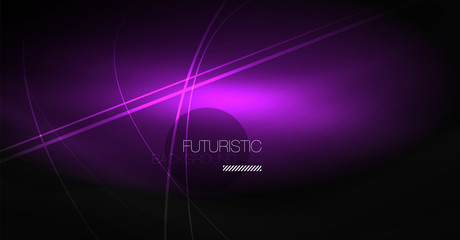 Digital technology abstract background - neon geometric design. Abstract glowing lines. Colorful techno background. Futuristic shape.