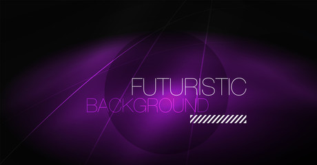 Digital technology abstract background - neon geometric design. Abstract glowing lines. Colorful techno background. Futuristic shape.