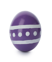 Decorated Easter egg on white background. Festive tradition