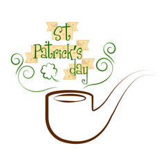 Isolated saint patricks day banner with a tobacco pipe. Vector illustration design