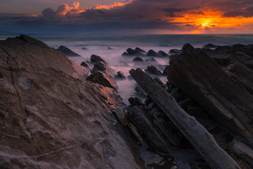 Sunset at the beach of Bidart, Basque Country.