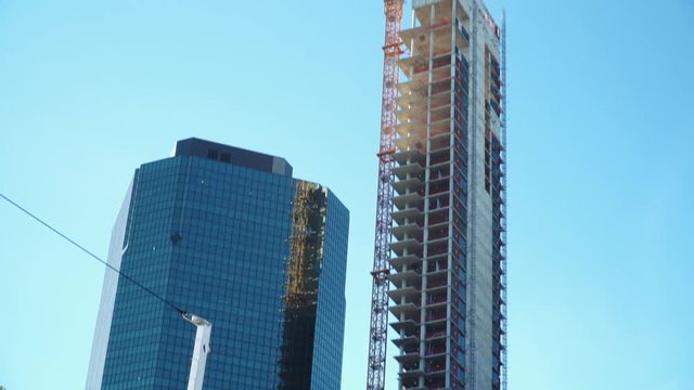 Seaport Residences new tall skyscraper in New York, Manhattan being built, work in progress.