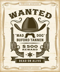 Vintage Western Wanted Label Graphics. Editable EPS10 vector illustration in woodcut style.