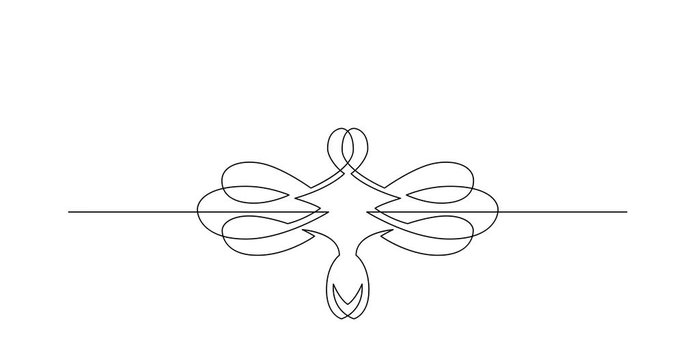 Self drawing line animation of symmetrical vignette banner design