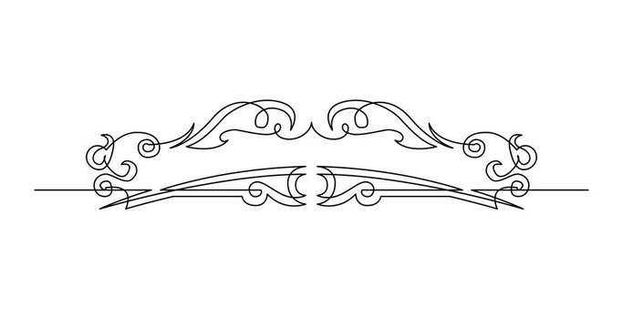 Self drawing line animation of symmetrical vignette banner design