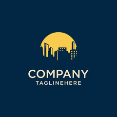 Obraz premium 82801134 [Converted]Night city logo emblem on dark background