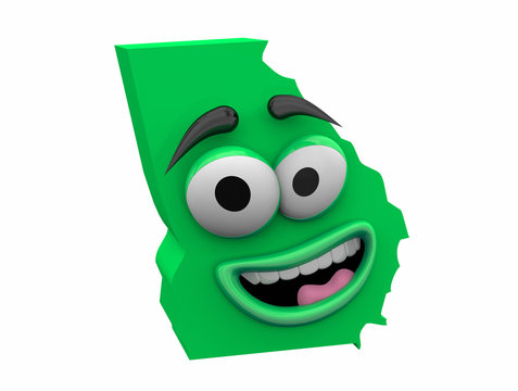 recommend clip art: Georgia State Map Eyes Mouth Funny Cartoon Face 3d Illustration