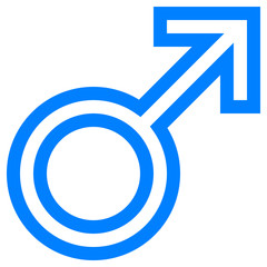 Male symbol icon - blue outlined, isolated - vector