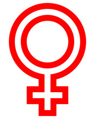 Fototapeta premium Female symbol icon - red outlined, isolated - vector