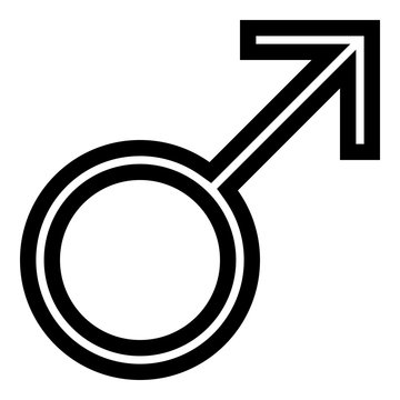 Male symbol icon - black thin outlined, isolated - vector