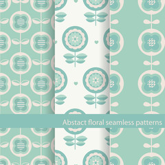 Set of floral ethnic seamless patterns