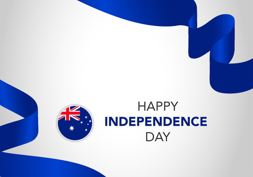 Happy Australia Independence Day. Template of greeting card, banner with lettering. Waving Australia flags isolated on white background. vector illustration.