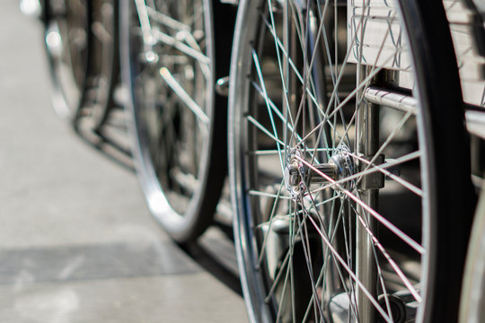 Silver Spark Bicycle Spokes Wheel With Light And Shadow Environment