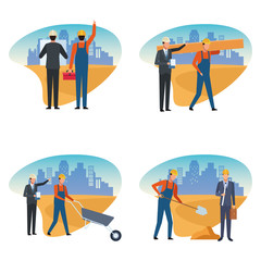 Construction set worker and architect