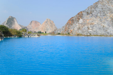 Tuyet Tinh Coc lake , Natural color Crystal Blue lake at Trai Son mountain, Hai phong, Vietnam