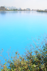 Tuyet Tinh Coc lake , Natural color Crystal Blue lake at Trai Son mountain, Hai phong, Vietnam