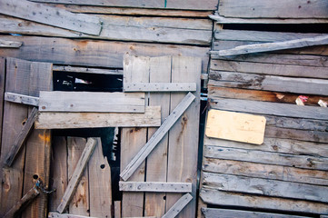 old wooden door of the Shop in the Nepal
