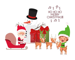 santa claus and elf with snowman avatar character