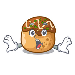 Surprised takoyaki balls diisolasi on a mascot