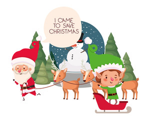 santa claus and elf with crystal ball