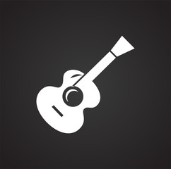 Camping guitar icon on black background for graphic and web design, Modern simple vector sign. Internet concept. Trendy symbol for website design web button or mobile app