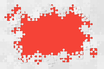 The Red Background Puzzle. Jigsaw of Banner.