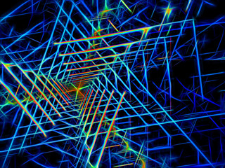 Neon glowing tunnel - abstract digitally generated image