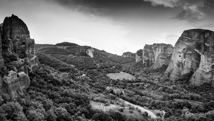 Panoramic view of the Meteora valley