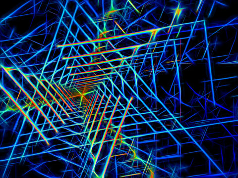 Neon glowing tunnel - abstract digitally generated image