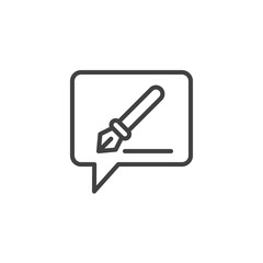 Writing comment outline icon. linear style sign for mobile concept and web design. Speech bubble with pen simple line vector icon. Symbol, logo illustration. Pixel perfect vector graphics