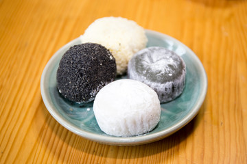 Glutinous rice cake on dish