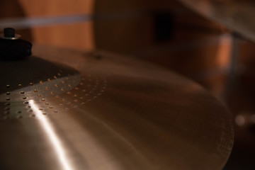 Obraz premium Musical instruments close up. Beautiful drum cymbals