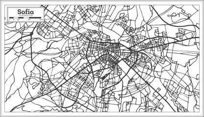 Sofia Bulgaria City Map in Retro Style. Outline Map.