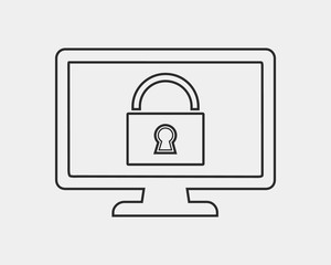 Computer Security line Icon on gray background