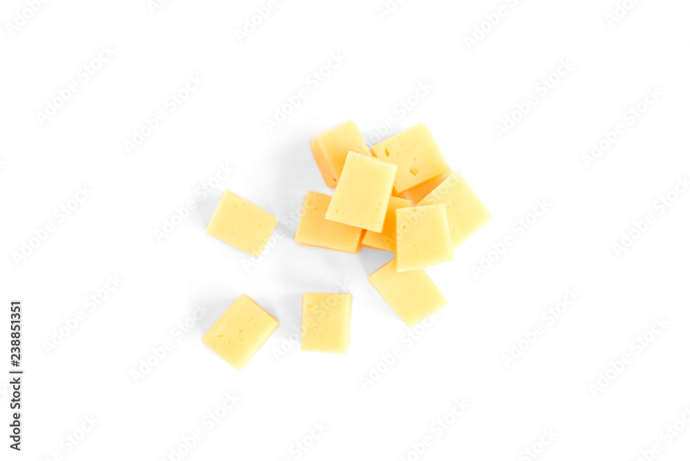 Wall mural cheese isolated on white background.