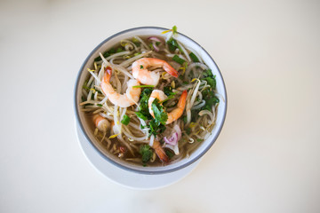 Pho, Vietnamese Soup Bowl with seafood