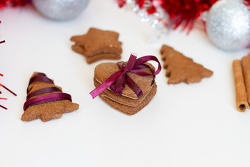 gingerbread cookies and new year decoration