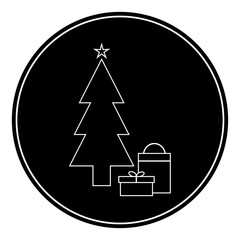 Flat style icons of christmas fir with gifts. Vector - Vector