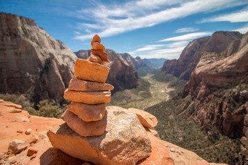 Stacked Rocks on Cliff